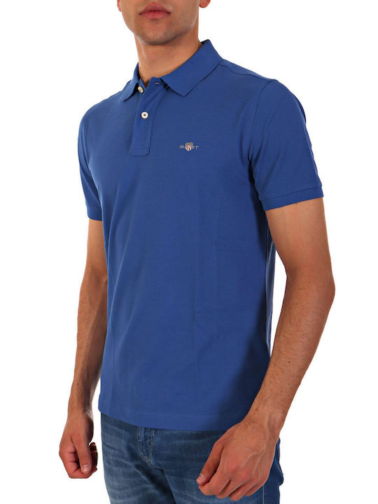 Gant Pique Men's Short Sleeve Blouse Polo Rich Blue