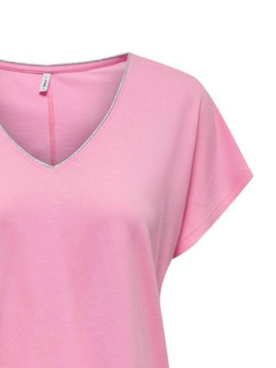 Only Women's Blouse with V Neck Pink