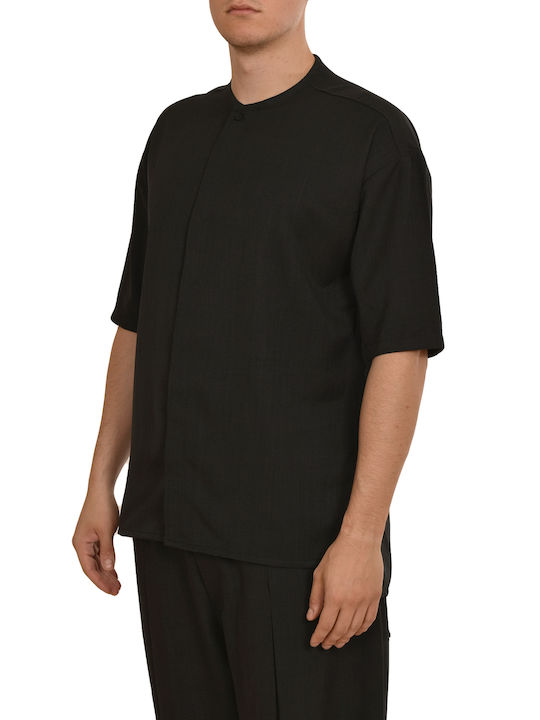 Twin Black Men's Shirt Short Sleeve Black