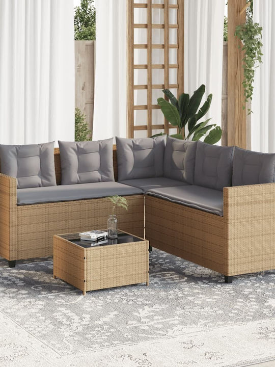 Set Wohnzimmer-Set für den Außenbereich Beige mit Kissen 2Stück