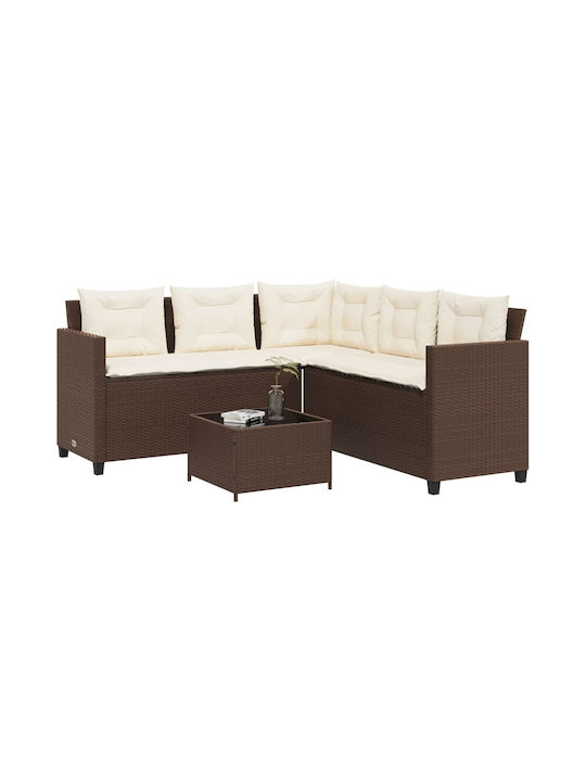 Garden & Outdoor Furniture Sets Sofa Set 2 Pieces Brown with Pillows