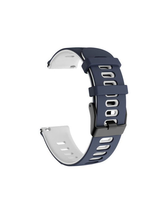 20mm Huawei Watch Gt2e 42mm/samsung Galaxy Watch Active 2 Ζώνη Ρολογιών Σιλικόνης Σκούρο Μπλε + Λευκό