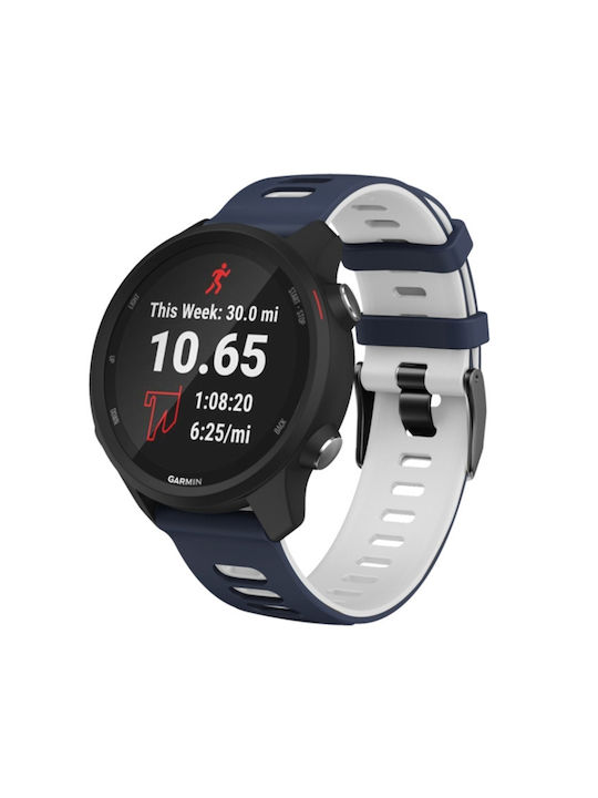 20mm Huawei Watch Gt2e 42mm/samsung Galaxy Watch Active 2 Ζώνη Ρολογιών Σιλικόνης Σκούρο Μπλε + Λευκό