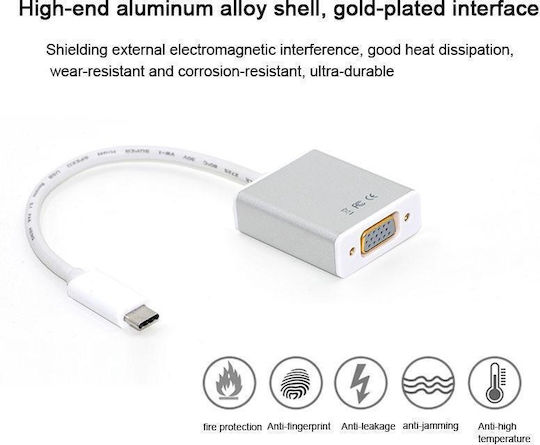 Usb-c/type-c To Vga Hd Converter 1080p Laptop Connecting Display Mobile Phone Same Screen Line