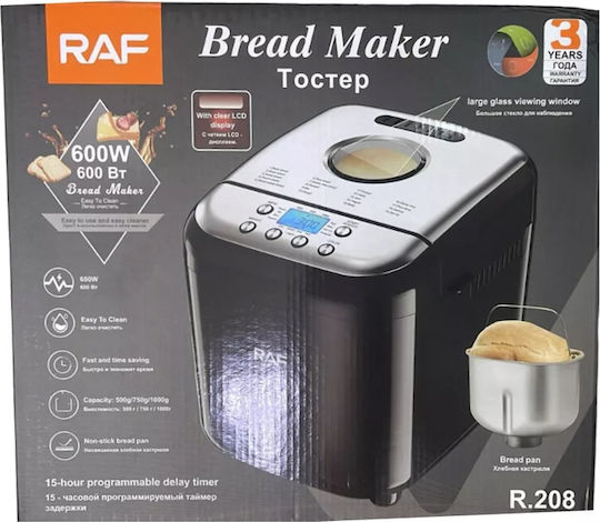 Raf Αρτοπαρασκευαστής 600W Χωρητικότητας 500gr με 19 Προγράμματα