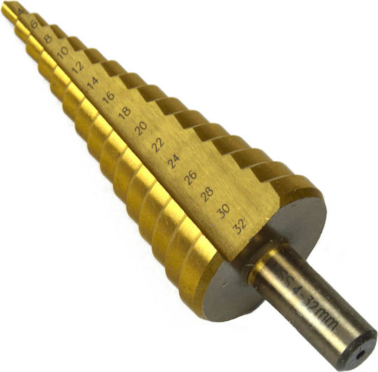 Geko Conical Drill HSS Titanium with Cylindrical Shank for Wood και Metal 2-32mm