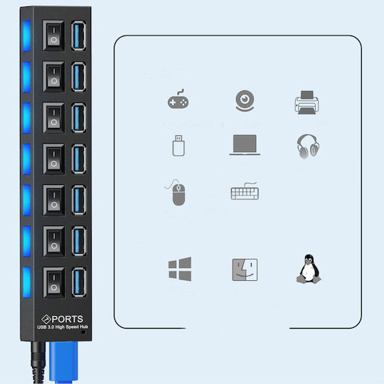 Hub 7 Θυρών USB 3.0 με σύνδεση USB-A