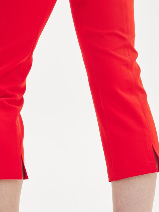 Erika Damen Stoff Capri Hose Rot