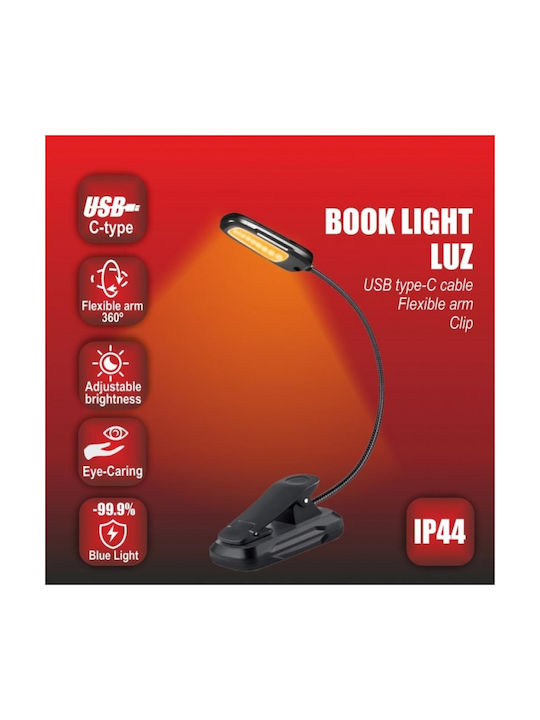 Lightex Настолна Лампа за Цокъл Вграден LED и Щипка в Черен Цвят
