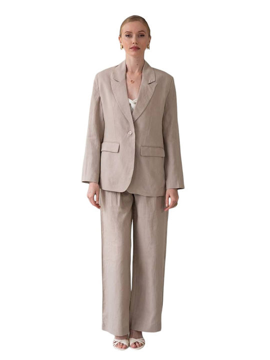 Mind Matter Philippa Γυναικείο Σακάκι Beige