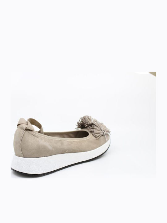 Anatomic Suede Ballerinas Beige