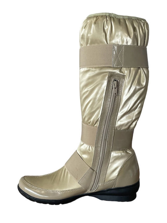 Roberto Venuti Anatomic Leather Women's Boots with Fur Gold