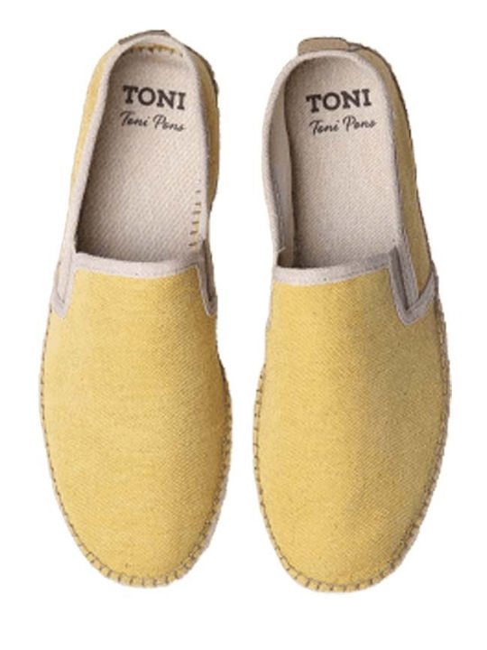 Fabric Men's Espadrilles in Yellow Color