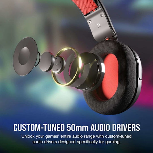 Corsair HS35 V2 Over Ear Gaming Headset with 3.5mm Connection Red for PC / PS4 / PS5 / XBOX