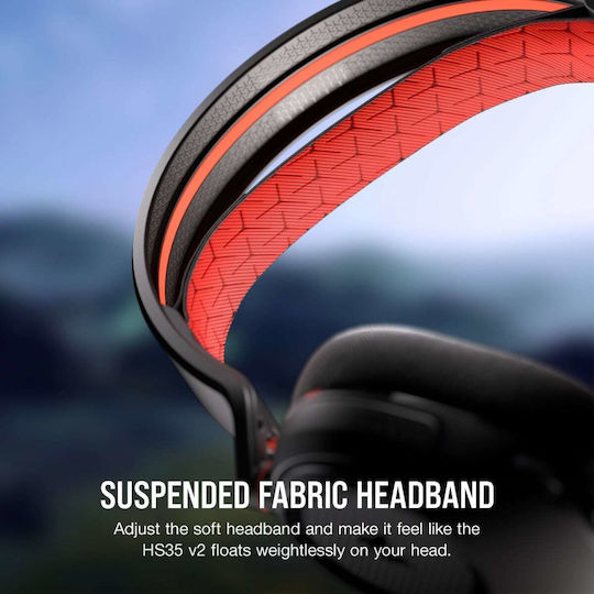 Corsair HS35 V2 Over Ear Gaming Headset with 3.5mm Connection Red for PC / PS4 / PS5 / XBOX