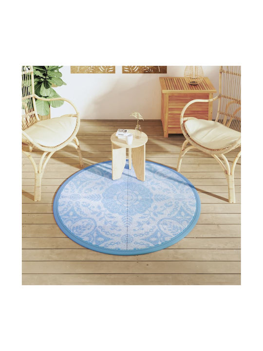 vidaXL Rug Outdoor Round Blue