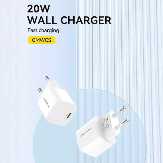 Wozinsky Charger Without Cable with USB-C Port 20W Power Delivery White (CMWCS)