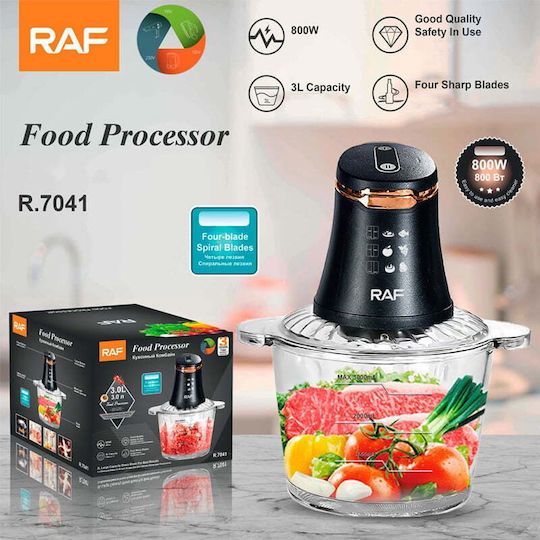 Raf Πολυκόπτης Multi 800W με Δοχείο 3lt Μαύρος