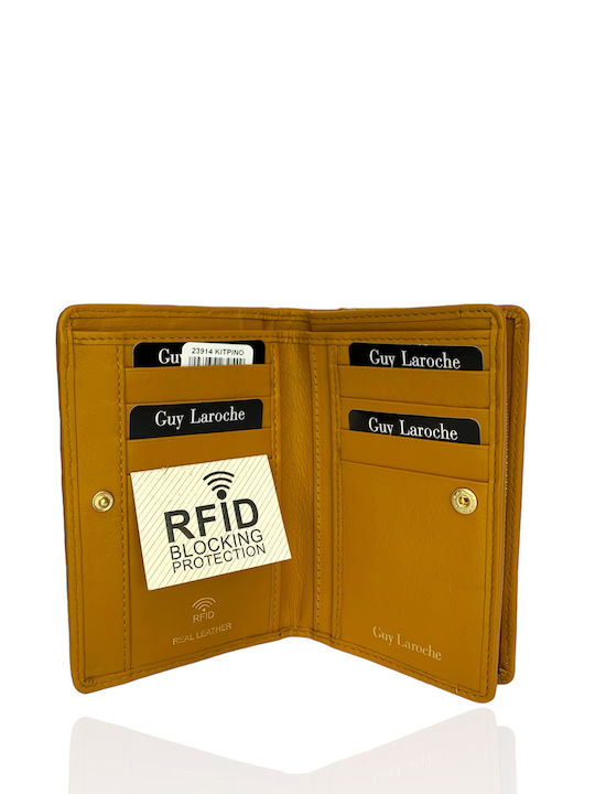Small Leather Women's Wallet Classic with RFID Yellow