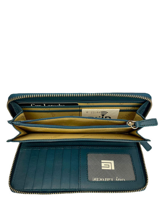 Large Leather Women's Wallet Classic with RFID Petrol Blue