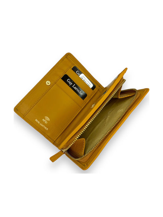Small Leather Women's Wallet Classic with RFID Yellow