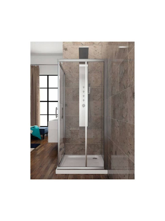 Karag Flora 100 Kabine für Dusche mit Schieben Tür 80x80x180cm Klarglas Cromo