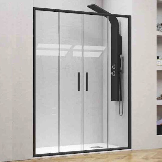Karag FLORA 600 Divider de verandă Duș cu Glisare Ușă 150x190cm Sticlă transparentă Negru