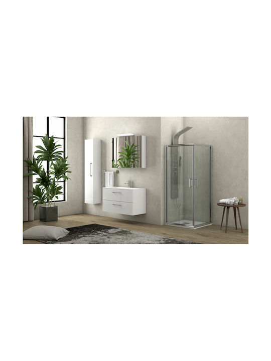 Karag Flora 100 Kabine für Dusche mit Schieben Tür 80x80x180cm Klarglas Cromo