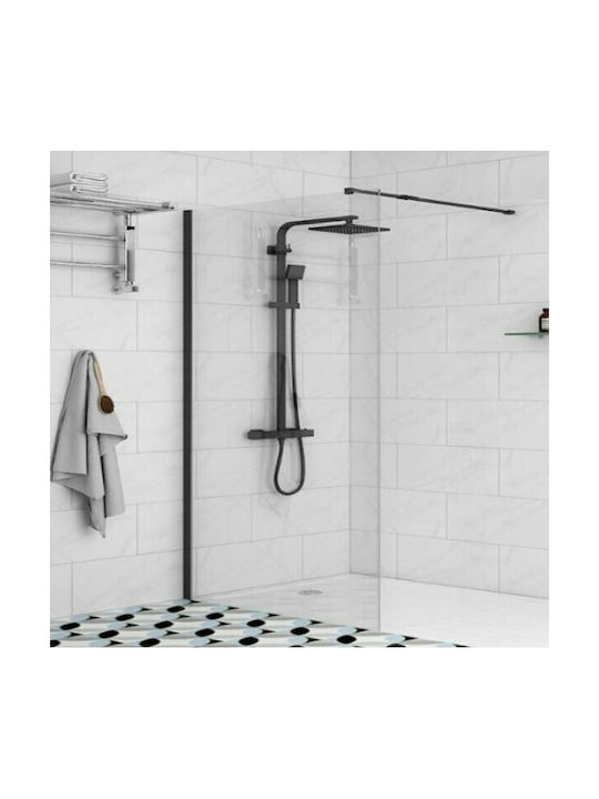 Karag Walkin 1 WAL1N80 Fixed Side for Shower 80x200cm Clear Glass Nero