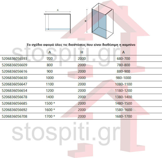 Karag Walkin 1 Разделител на верандата Душ 110x200см Прозрачно стъкло Cromo