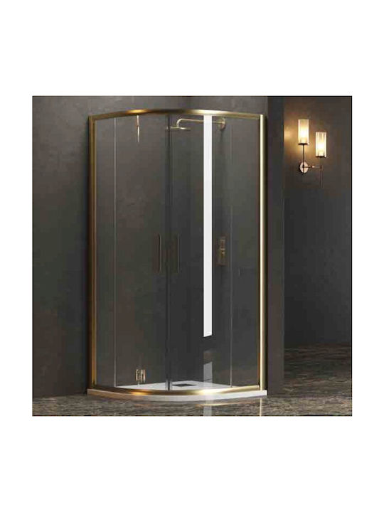 Karag EFE 200 Καμπίνα Ντουζιέρας Ημικυκλική με Συρόμενη Πόρτα 80x80x190cm Clear Glass Oro