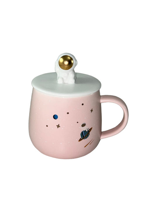 Spacecow Tasse Keramik mit Deckel Weiß 380ml 1Stück