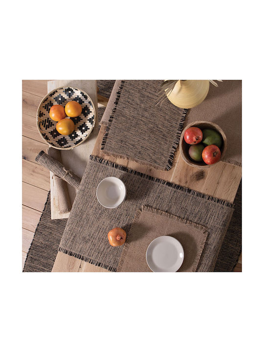 Nef-Nef Homeware Fabric Placemats Varis Black 33x48cm 2pcs 030115