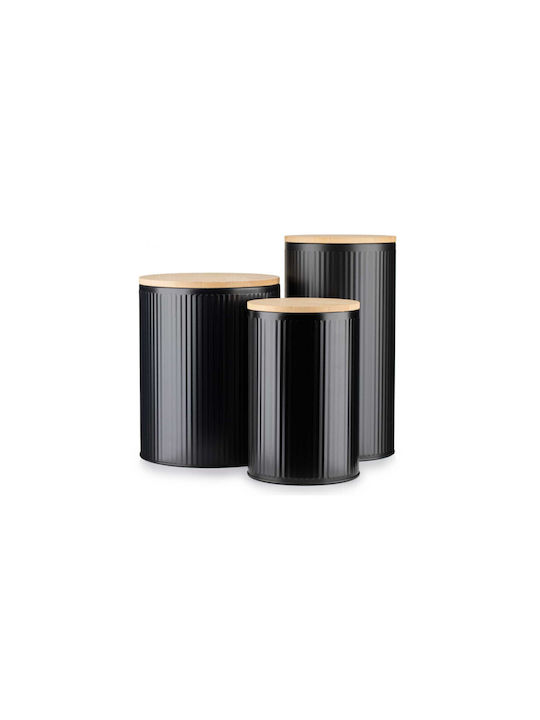 Excellent Houseware Vase General Use with Lid Metallic Black 13.5x13.5x17cm