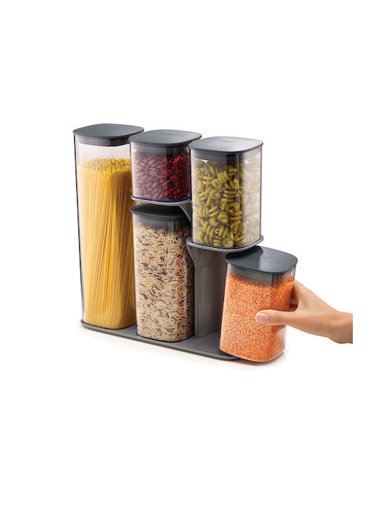 Joseph Joseph Set of 5pcs Jars General Use with Lid & Base Plastic Transparent