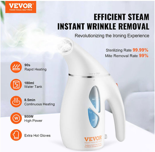 Vevor Kleiderdampfer Hand 800W mit Behälter 240ml Weiß