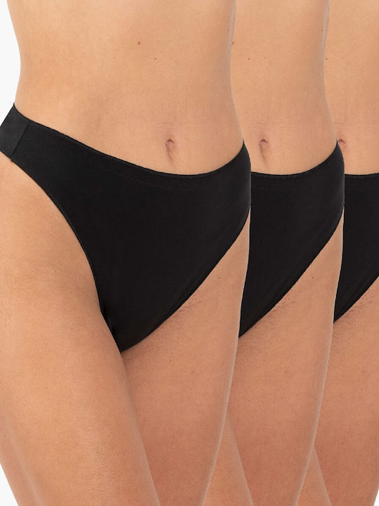 A.A UNDERWEAR Baumwolle Damen Brasilien 3Pack Nahtlos Black