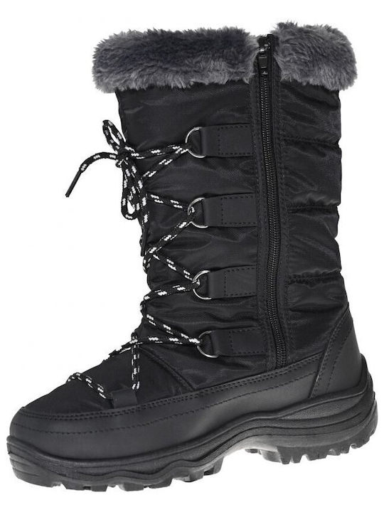 Lhotse Synthetic Leather Snow Boots with Fur Black