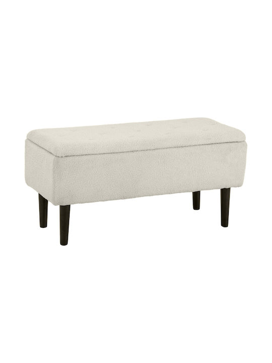 Stool Bench Stool With Storage Space Upholstered with Fabric Beige 95x38x45cm