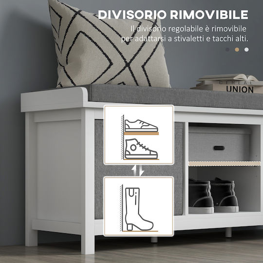 Entry Furniture with Shoe Rack White and Grey 105x35x47cm