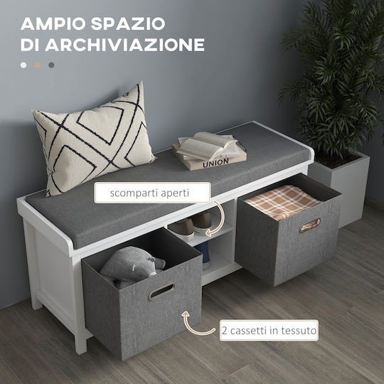Entry Furniture with Shoe Rack White and Grey 105x35x47cm