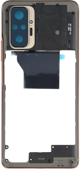 Original Middle Frame Bezel Plate Xiaomi Redmi Note 10 Pro Max Redmi Note 10 Pro Redmi Note 10 Pro India M2101k6p M2101k6g M2101k6i Gold