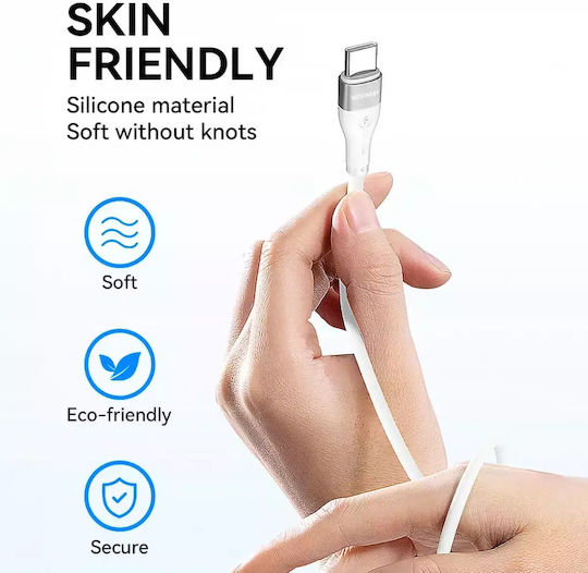 Wozinsky Cablu USB 2.0 USB-C Masculin - USB-C 65W PD Alb 1m WSTCC1