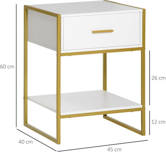 Комоди Дървени с Метални Крака Бели 2бр 45x40x60см