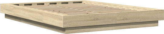 Double Wooden Bed Base Beige with Slats for Mattress 120x200cm