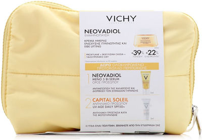 Crema antirid Vichy Promo Neovadiol Redensifying zi 50ml & Bi-serum Neovadiol Meno 5 5ml & Crema de protecție solară Capital Soleil Uv Age SPF50+ pentru față zilnică