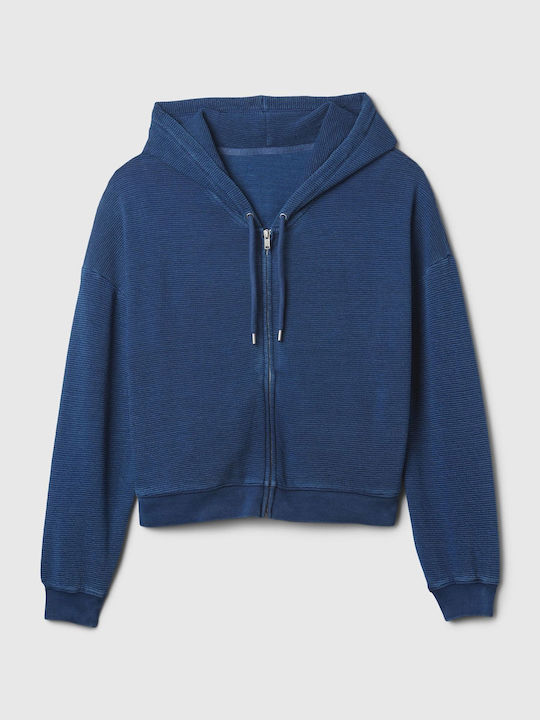 GAP Women's Cropped Hooded Cardigan Blue