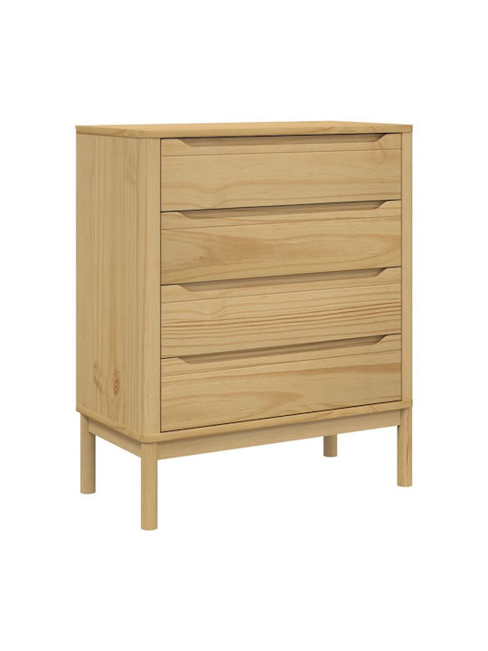 Chest of Drawers of Solid Wood Coffee 76.5x39x90.5cm