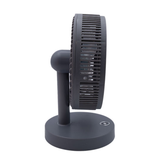 Desktop Mini USB Fan 4W Power 17.5cm Diameter Round Gray Rechargeable Battery