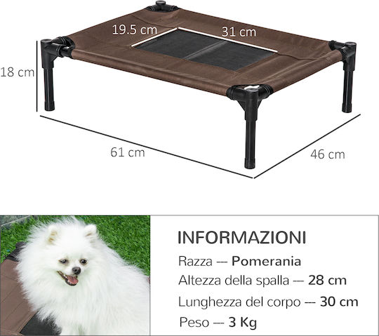 Pawhut Raised Dog Bed Breathable Steel Fabric 61x46x18 Cm Black Brown